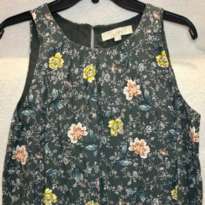 LOFT Green Floral Sleeveless Top - LIKE NEW - Size S